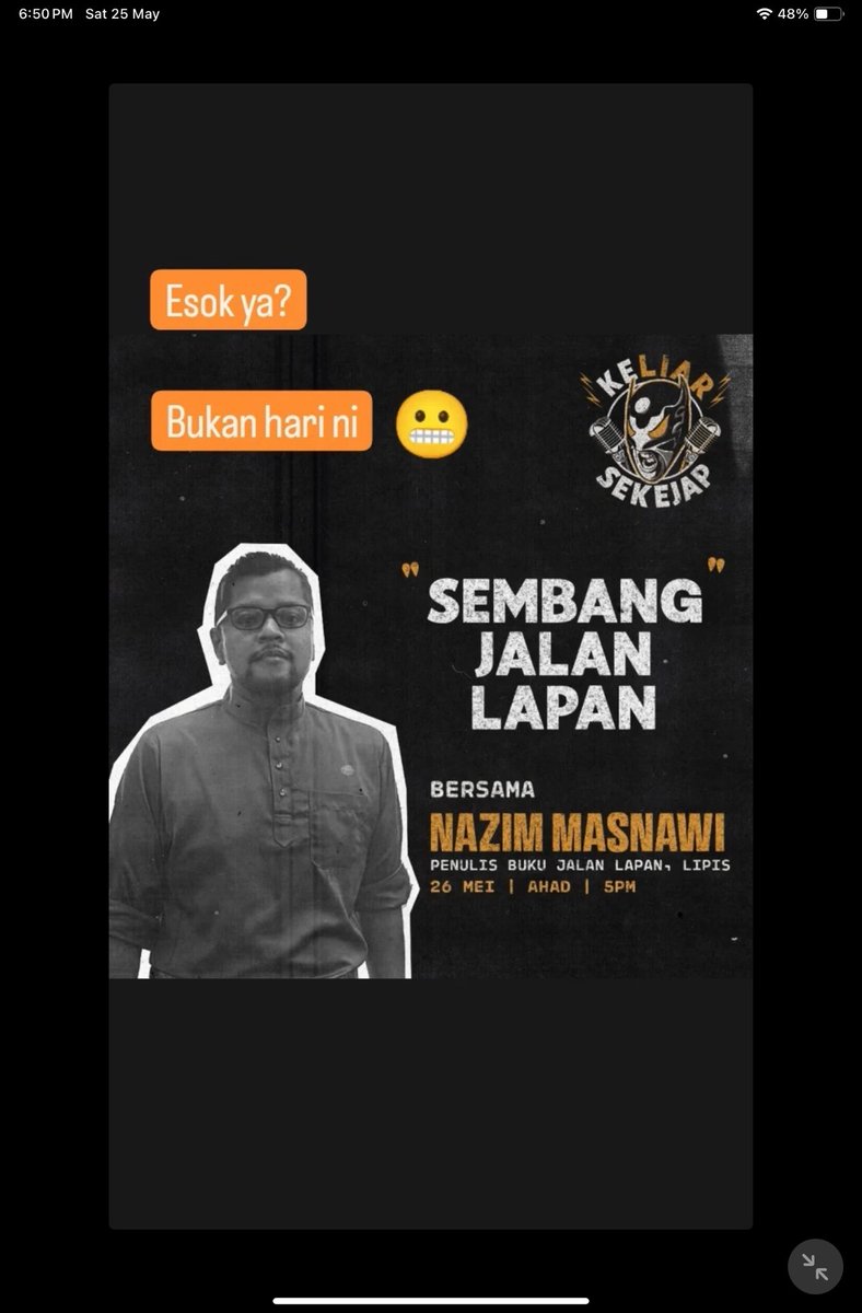 FakeSufianAbas's tweet photo. Jalan Lapan, Lipis, bestseller #3 PBAKL. Aktifkan sikap FOMO dan rebut buku terbitan @FakeLaras ini supaya anda boleh bual hal healing dan hip, dengan penuh keyakinan. Kalau boleh mengobah hidup dengan RM30 sahaja, kenapa bayar lebih? #jalanlapanlipis https://t.co/kkEzwiNC3D