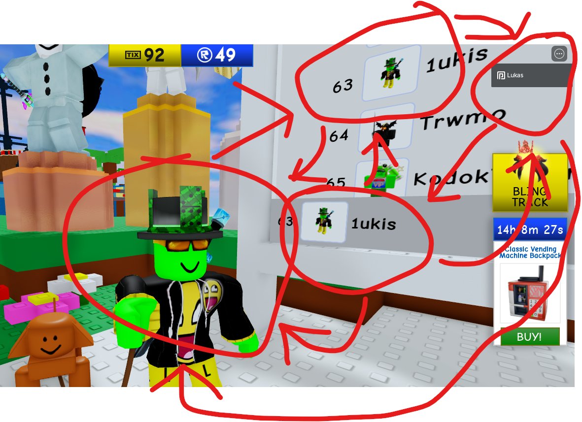 LukasThePickle's tweet image. haha yup beat the #RobloxClassic 😎

(arrows for reference) ⬇