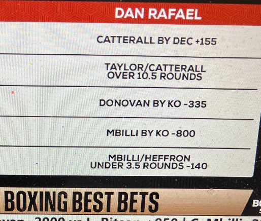 If you were with me on this week’s ⁦@BetUSTV⁩ #boxing show congrats! We were 5-0 and making money!!