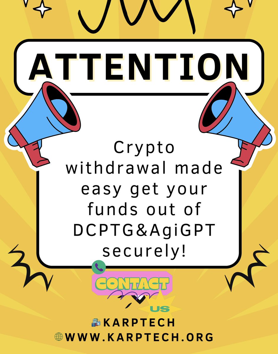 teamkarptech's tweet photo. “Withdrawing your cryptocurrency funds from DCPTG&amp;AgiGPT has never been easier or more secure! Our service ensures a seamless and protected process 
#karptech #karptechcryptorecovery #dcptg #dcptgvip #dcptgglobal #agigpt_qt4 #agigpt #agigptqt #agigptqt4 #ponzio #ponzischeme https://t.co/7xnBxWG4qg