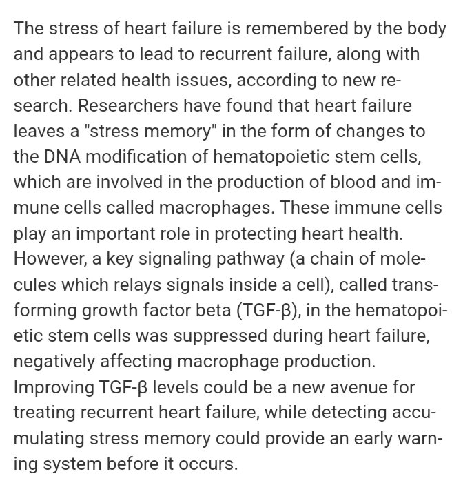 #Understandingbrokenheart
Researchers have found that heart failure leaves a "stress memory" in the form of changes to the DNA modification of hematopoietic stem cells, which are involved in the production of blood and immune cells.
sciencedaily.com/releases/2024/…