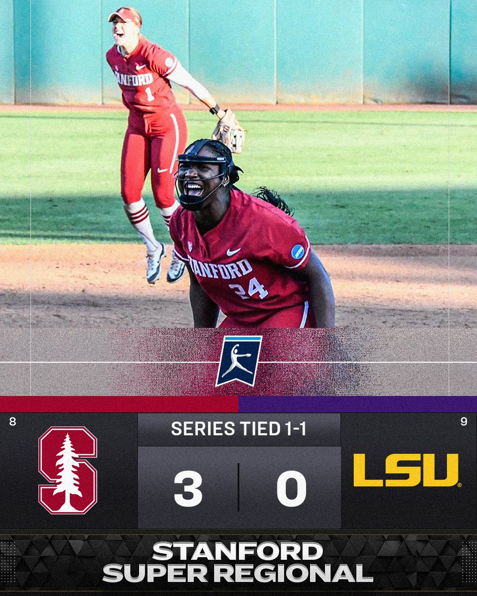 Stanford gets the shutout to stay alive 🔥 (8) @StanfordSball forces the decisive game at the Stanford Super Regional by defeating (9) LSU, 3-0. #RoadToWCWS