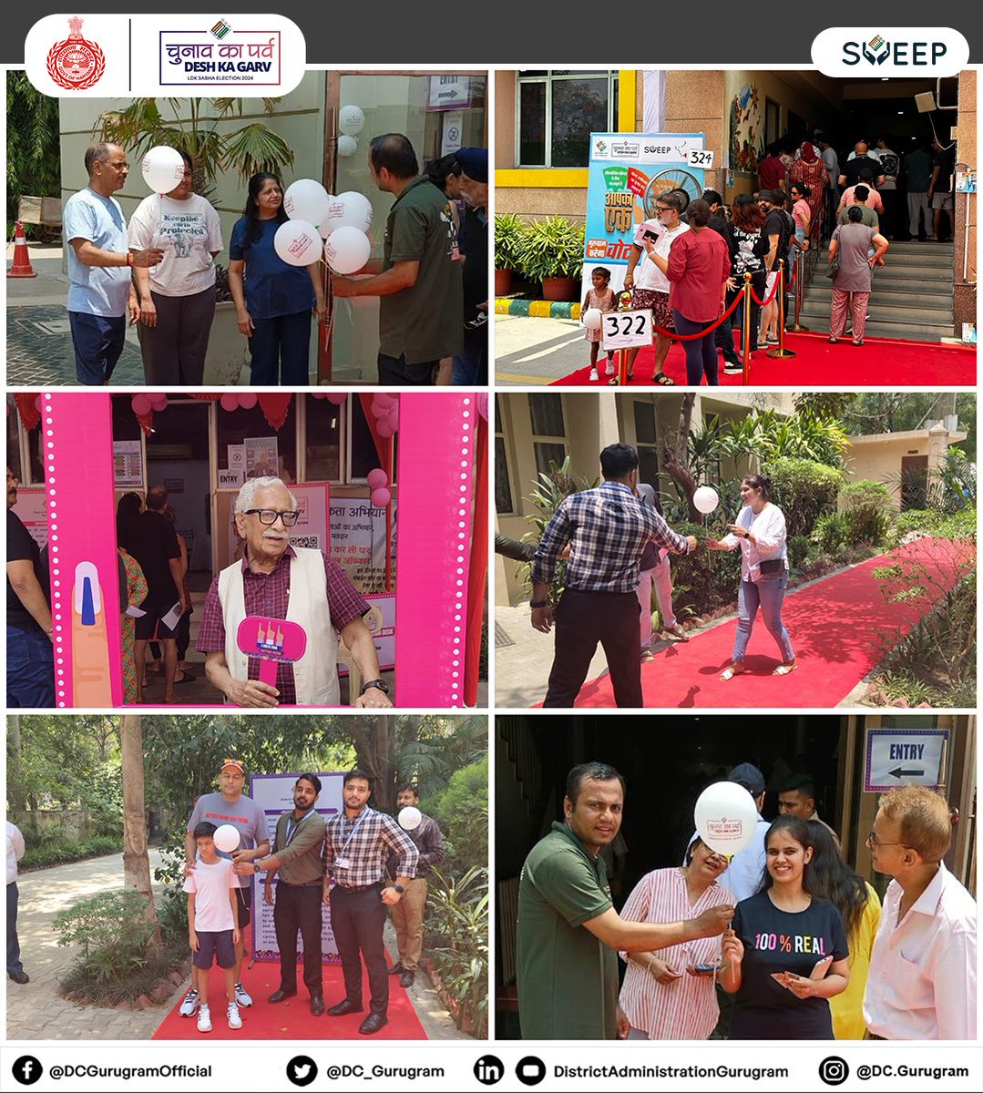 PIBChandigarh's tweet image. High voter turnout reflects our commitment to democracy. Thank you, #Gurugram voters, for your enthusiastic participation in the elections. Together, we shape our future.

#LokSabhaElections2024 #Phase6
@ceoharyana @ECISVEEP @SpokespersonECI @PIB_India @DDNewsHaryana @airnews_chd