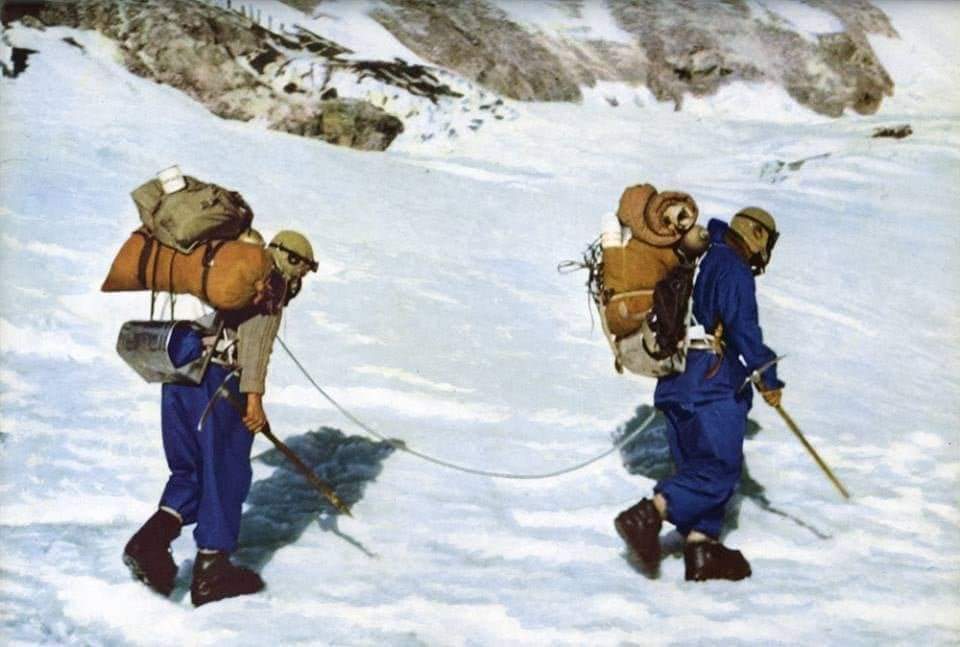 On this day, 26 May in 1953, Charles Evans and Tom Bourdillon returned to Camp VIII on the South Col exhausted after their summit push on Mt. #Everest. This day they had been the two highest men on Earth. (1/2)