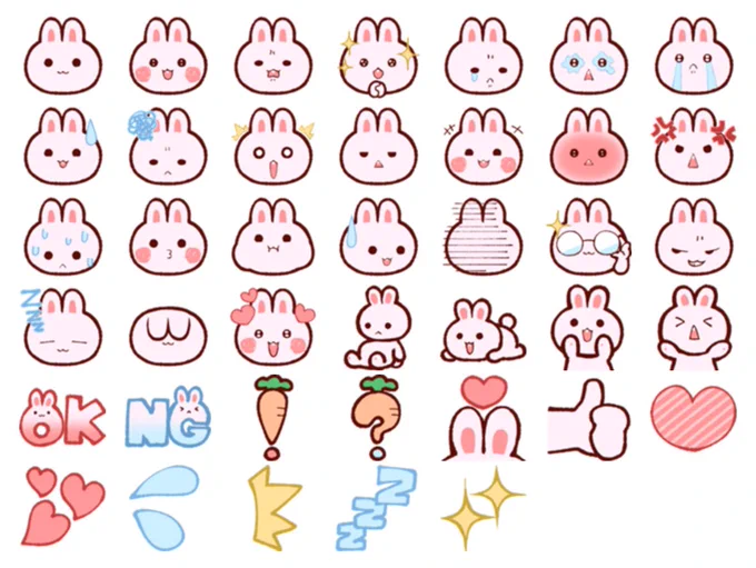 過去に出したLINE絵文字(現在非公開)今見るとけっこうかわいいかもしれん 