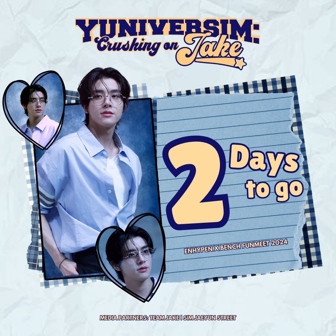 sjakedaily's tweet photo. Just a heartbeat away from the sweet experience! In just 2 days, weโll be at the Mall of Asia Arena, seeing ENHYPEN! Get ready for a once-in-a-lifetime experience!
#ASweetExperienceWithBENCH
#BENCHandENHYPEN #ENHYPEN #SimJakeDaily #sjakedaily #YUNiverSIM #CrushingOnJake #BENCH_FUNMEET #JAKE #ENHYPEN_JAKE #ENHYPEN @ENHYPEN @ENHYPEN_members