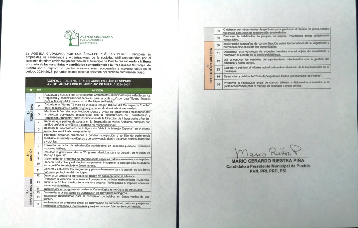 En compañía del #AhuehueteCentenario, el día de hoy @marioriestra, Candidato a Presidente Municipal de Puebla, por los partidos PAN, PRI, PRD, PSI #firmó la Agenda Ciudadana por los Árboles y Áreas Verdes.
🙂🌳🌳🌳🦋🐝🌼🥀

#Árboles #ÁreasVerdes #CiudadesSostenibles