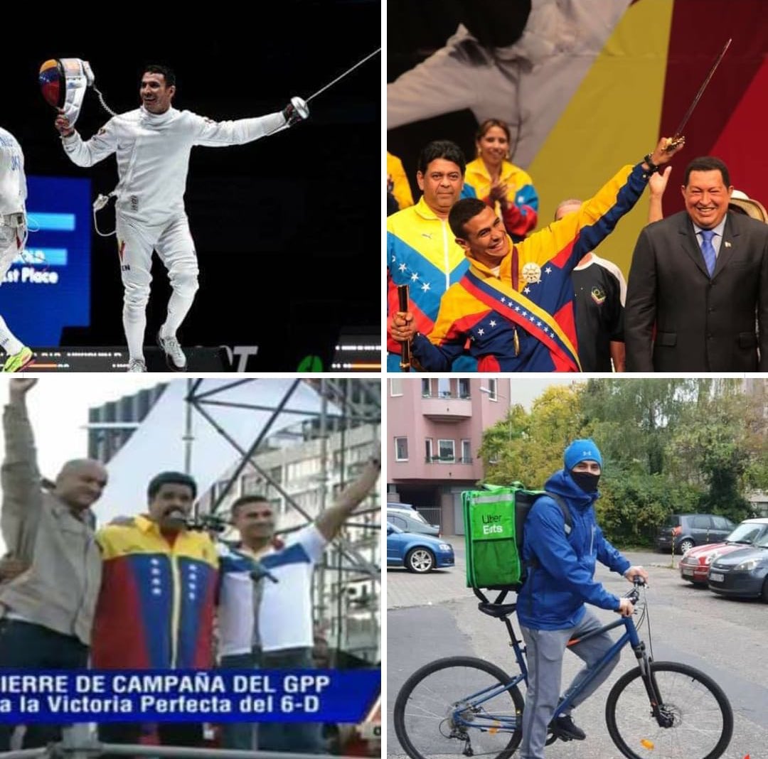 🇻🇪 El esgrimista venezolano Rubén Limardo ganó la medalla olímpica, celebró con Chávez y promocionó a Maduro…

Ahora reparte Uber Eats para poder mantenerse.

Hay que eliminar el socialismo, atrasa todo lugar donde se instala.