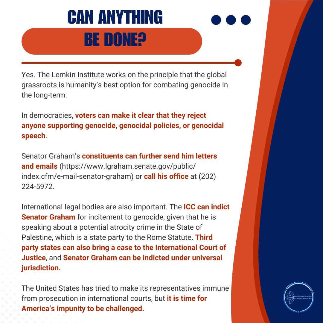 Declaring on national television that Israel should nuke the Gaza Strip is incitement to genocide. US leaders can speak like this because they feel they have impunity. As Prosecutor Khan has demonstrated he intends to exercise the jurisdiction of the International Criminal Court