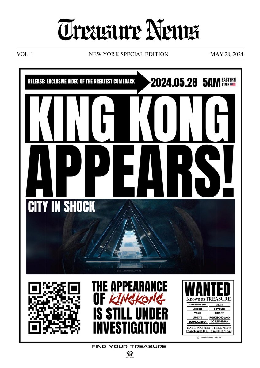 teumesfortrejo's tweet photo. 📰TREASURE NEWS [Thread]

KING KONG is wrecking our signal! 🆘

Spread the word &amp; print flyers to warn others.

DM us for a localized version.

GET READY FOR KING KONG
#KINGKONG_RELEASE_D2
#TREASURE_KINGKONG
@treasuremembers https://t.co/serXC5pRvm