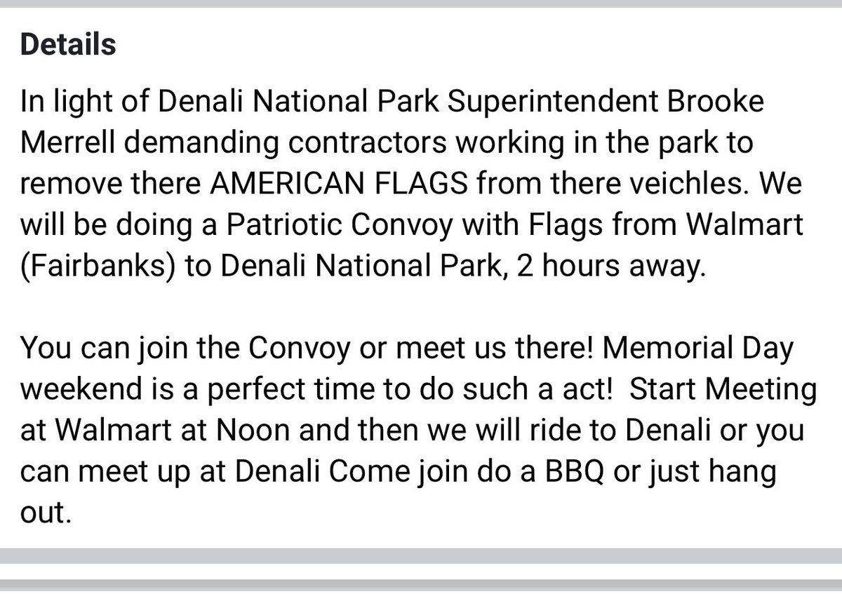 INCREDIBLE. Alaskans are now planning a patriotic convoy during Memorial Day weekend to Denali National Park after the park manager told workers they can’t fly the American Flag. LFG 🇺🇸🇺🇸🇺🇸
