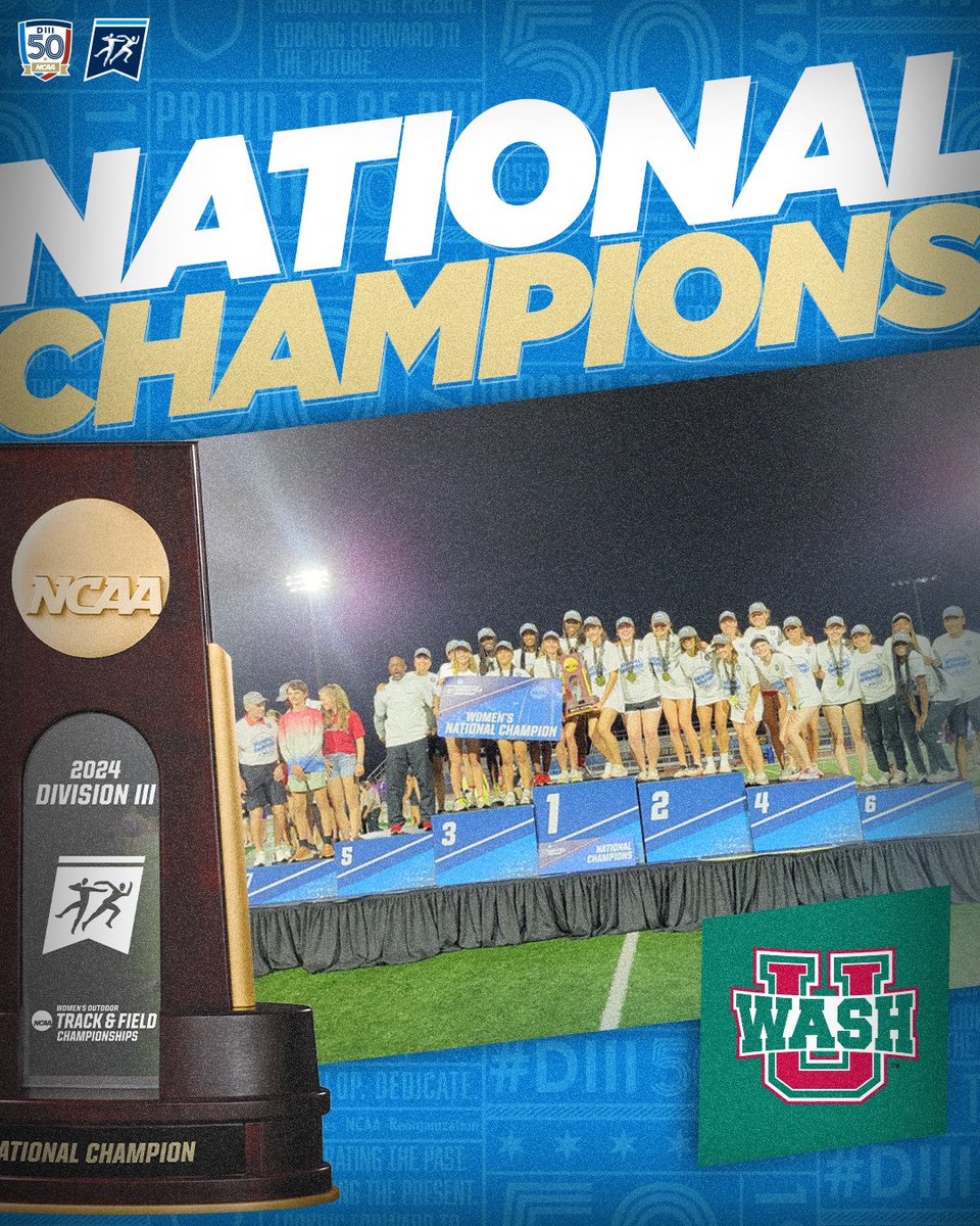 CHAMPIONS 🏆 @WASHUBears Congratulations to WashU, the 2024 Division III Women's Outdoor Track and Field champions! #D3tf | #WhyD3
