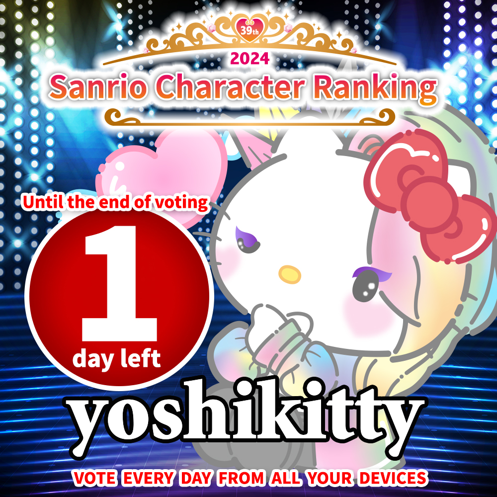 Today is the last day for Sanrio Character Ranking voting🌸✨️ Please vote for yoshikitty❣️ ranking.sanrio.co.jp/en/characters/… #YOSHIKI #yoshikitty #Sanriocharacterranking #Sanrio