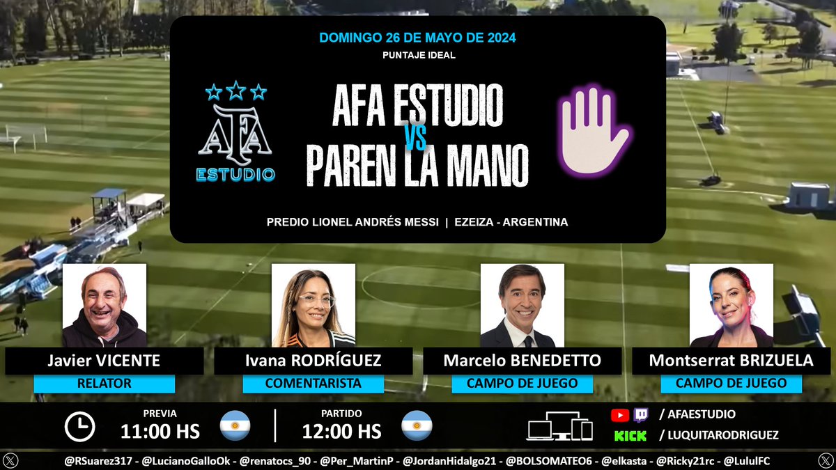 ⚽️ #Desafío - #LaRevancha | ⭐️ @AFAestudio vs. @parenlamanok ✋ 🎙 Relator: @vicenzogol 🎙 Comentarista: @IviRod_ 🎙 Campo de juego: @m_benedetto y @montsebrizuela 💻📱 youtube.com/@afaestudio 💻📱 twitch.tv/afaestudio 💻📱 kick.com/luquitarodrigu… Dale RT 🔃