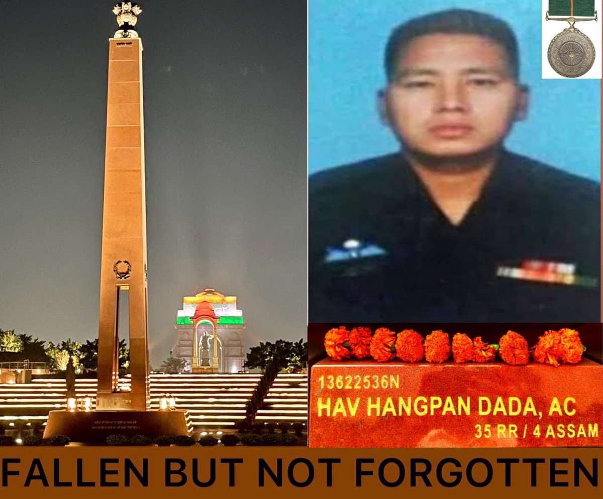 #Onthisday in 2016, Hav Hangpan Dada,#AshokaChakra,#4ASSAM, while serving with #35RR, chased and eliminated three terrorists in a close combat in Kupwara Sector, J&K. In doing so the #warrior made supreme sacrifice of his life. We remember & honour the Braveheart with #marigolds.