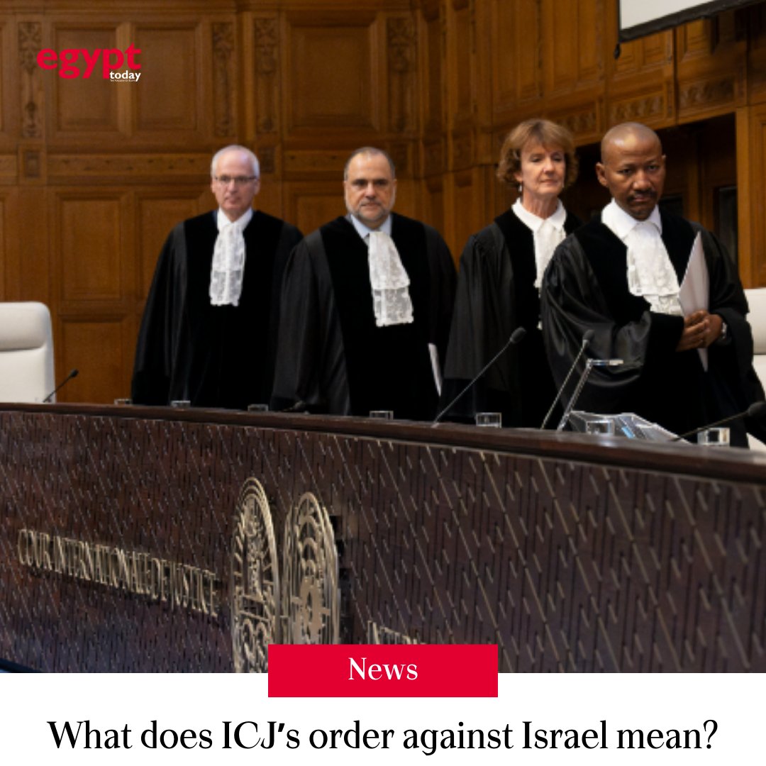 The International Court of Justice (ICJ) ordered Israel to immediately halt its military operation in Rafah, in response to an urgent request by South Africa. So, what does this ruling means?

Details: egypttoday.com/Article/1/1325… 

#Palestine #GAZA | #غزة #محكمة_العدل #جنوب_أفريقيا