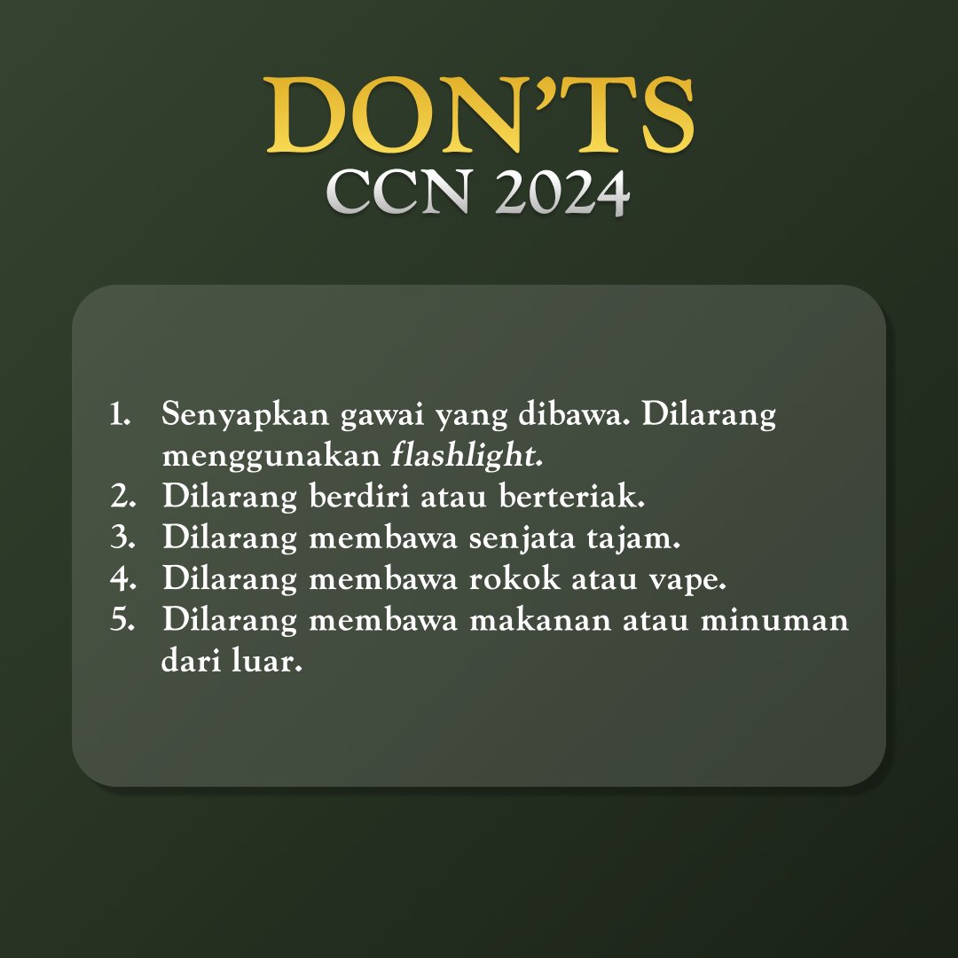 CCN26_AMSAUGM's tweet photo. Further Information:
OA LINE: @015msjed
Instagram: @ccn.amsaugm
Twitter: @CCN24_AMSAUGM
Tiktok: ccn.amsaugm
#VivaAMSA #AMSAUGM https://t.co/Cppi49MKdm