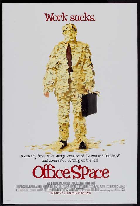 OFFICE SPACE (1999).  @Filmposterscom #RonLivingston #JenniferAniston  Director: #MikeJudge.  Original US #onesheet size, 27x40 #movieposter.  $175.

'I love Kung Fu.'
 filmposters.com/pd/OFFICE%20SP… #filmposterscom