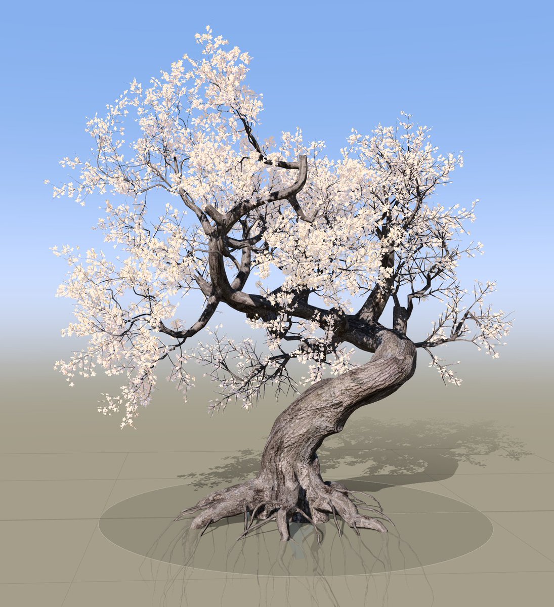 speedtreeでチュートリアルを参考にしながらアレンジを加えて作った木