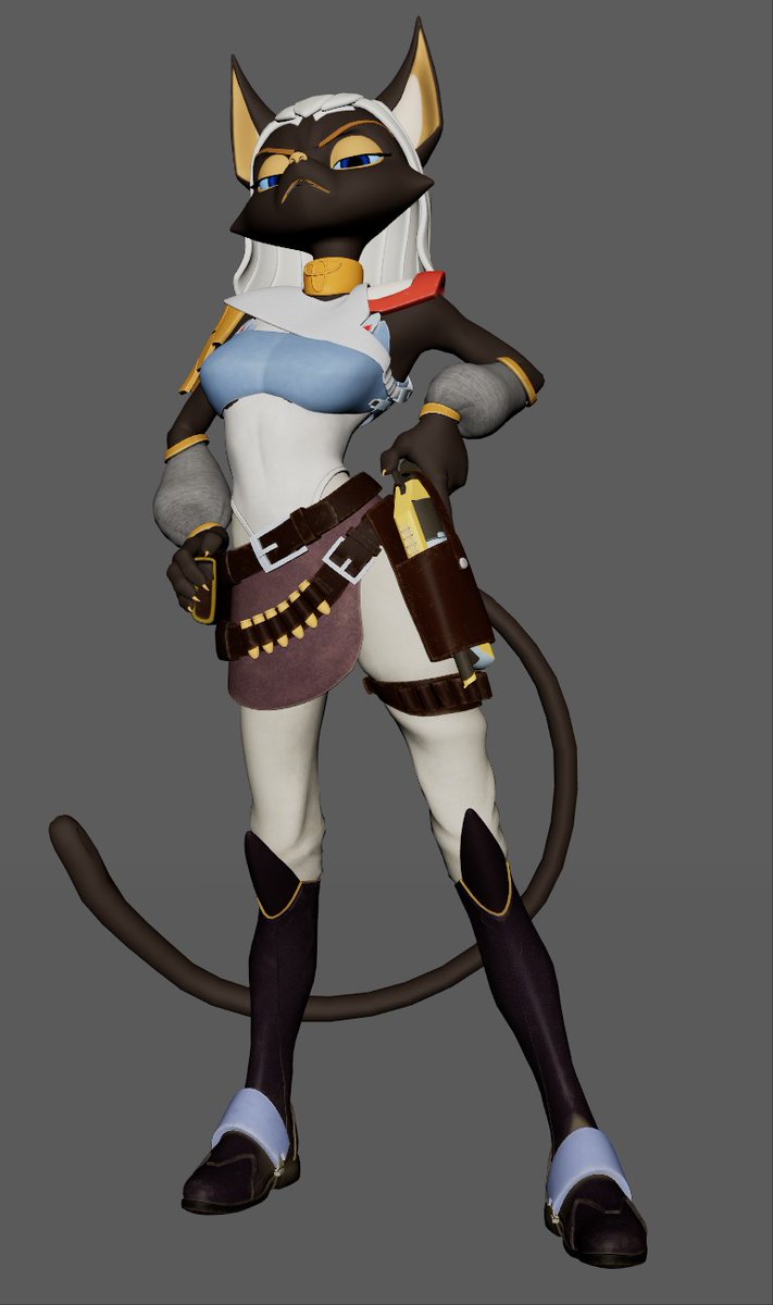 Another pose test; she's almost done! With this pose, I'll soon be doing a render test on her fur.