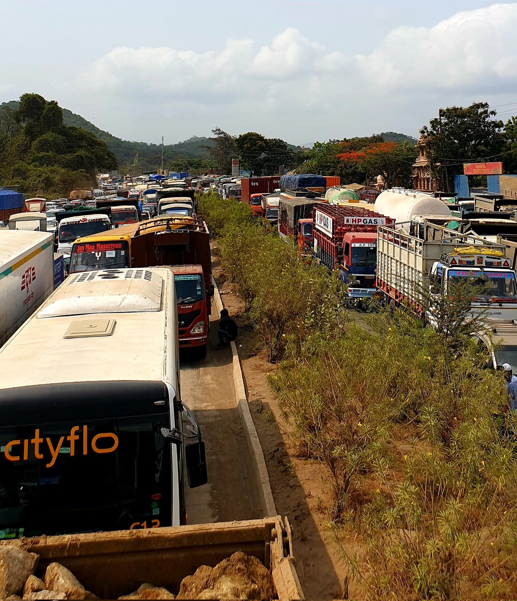 <a href="/nitin_gadkari/">Nitin Gadkari</a> <a href="/NHAI_Official/">NHAI</a> <a href="/mieknathshinde/">Eknath Shinde - एकनाथ शिंदे</a> <a href="/PMOIndia/">PMO India</a> <a href="/mashrujeet/">Jeet Mashru</a> <a href="/richapintoi/">Richa Pinto</a> <a href="/mid_day/">Mid Day</a> look at the condition NH48, road blocked from both sides at Naigaon, Vasai, Virar. Highly mismanaged. Concreting the road is taking toll of common people 
#Rajkot