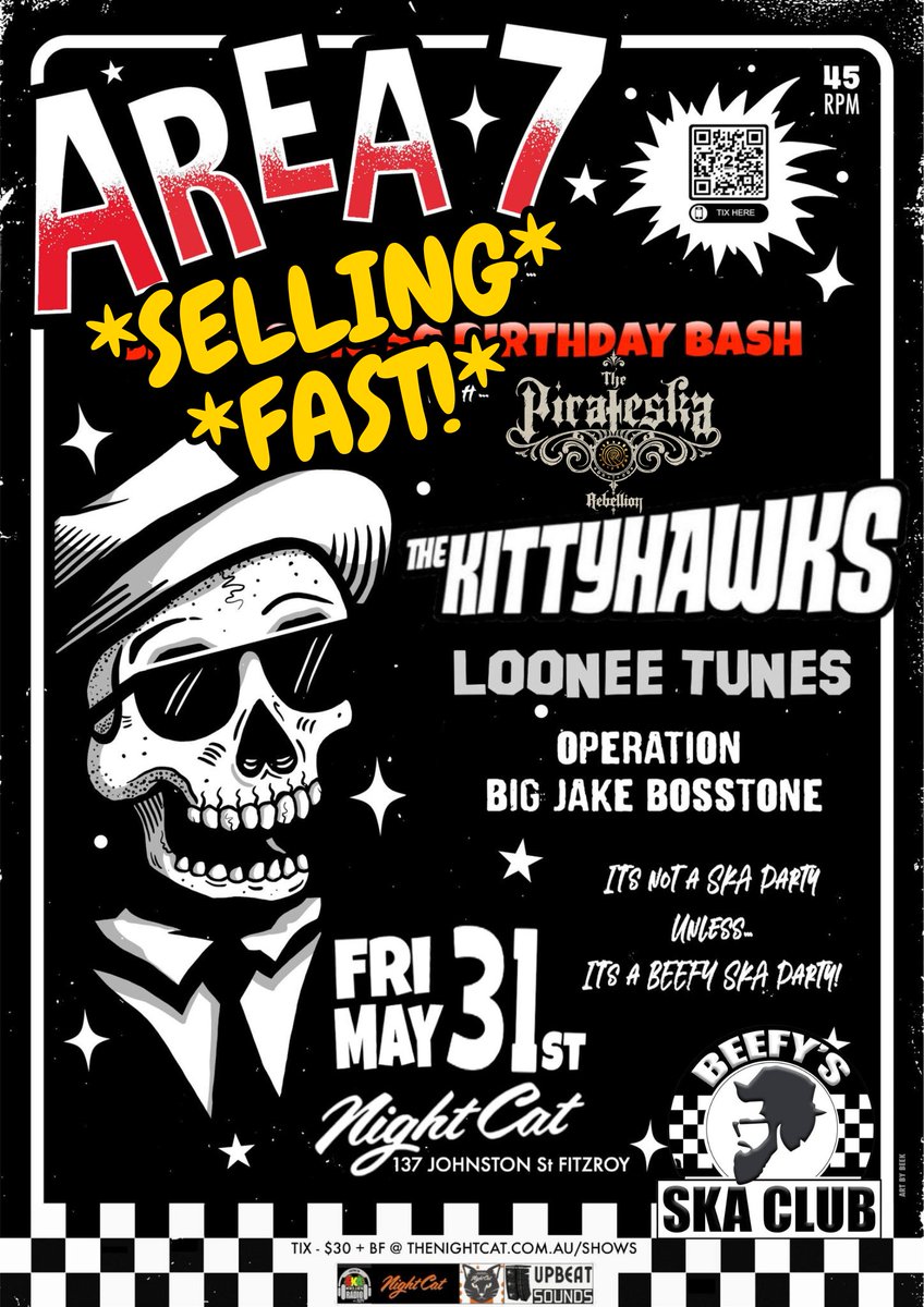 365DaysofSport's tweet image. I don't normally even recognise birthdays, but this time around I decided to celebrate by getting Melbourne's biggest Ska gig for ages happening. Area 7 headline at The Night Cat this Friday and tix are still available here - moshtix.com.au/v2/event/area-… 
5 bands for $6 each... #SKA