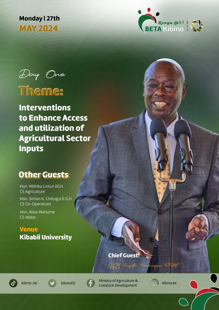 mwatufm's tweet image. BETA Kilimo Pre-Madaraka Day Food Security Exhibition from 27th to 31st May, 2024 in Bungoma County.
#BETAKilimo ^JN