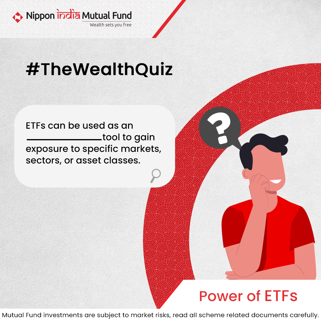Nippon India ETF brings you an exciting initiative to test your ETF Quotient every week. So go ahead, leave your answer in the comments. Let’s Learn, Enjoy & Spread Knowledge. #Investment #Savings #FinancialGoals #ETF #ETFIndia #NipponIndiaETF