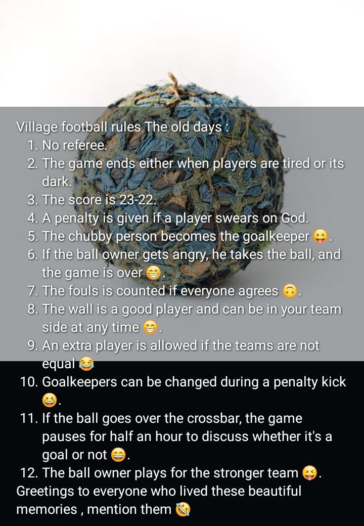 Those days football rules.