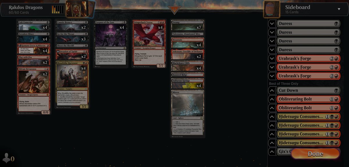 Won a local 1K with this today. Was fairly small, but this hybridization of the other stuff I've been working on felt nice. Gonna think on a few changes and probably stream this tomorrow.