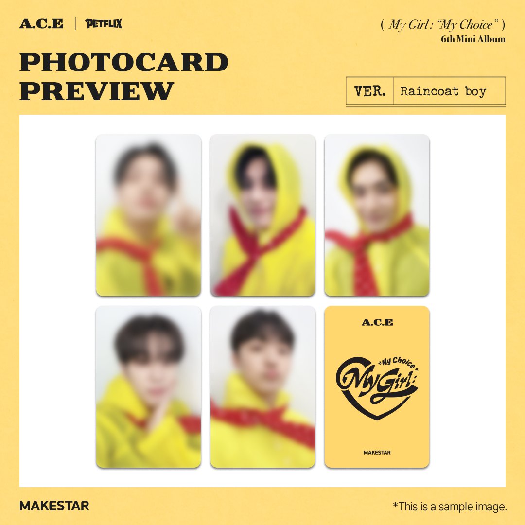 Makestarcorp's tweet photo. A.C.E 6th Mini Album [My Girl : “My Choice”](POCAALBUM) Encore Video Call Event

✨PHOTOCARD PREVIEW

☂️단체 영통 포토카드 *우비 소년 ver.
🔎개인 영통 포토카드 *탐정 ver

🗓️24.05.31(Fri) 20:00~
📅~05.27 23:59 (KST)
🔗https://t.co/ZNJy86HXNv https://t.co/F6Aviao3Sf