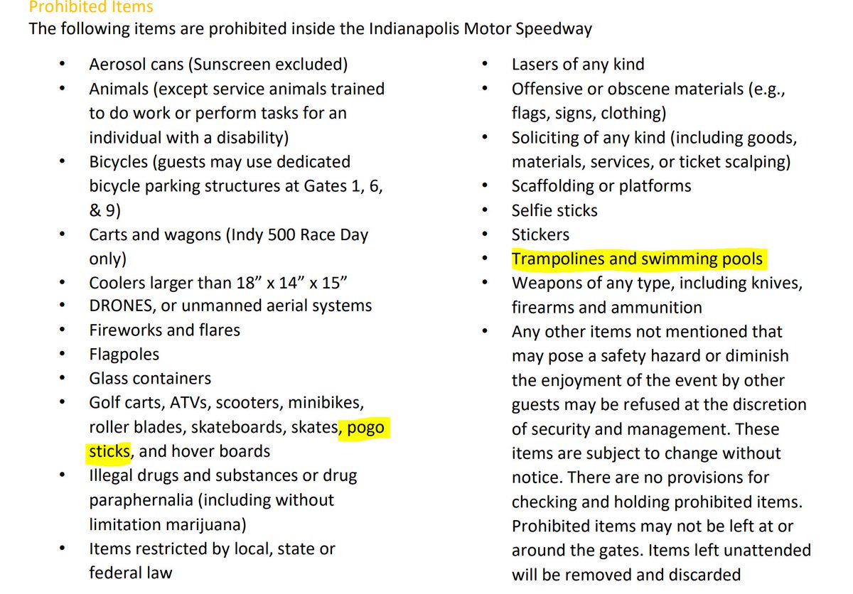 dchunt02's tweet photo. Its finally Race Day! #Indy500 #ThisIsMay  Here is a reminder of things not to bring to IMS.  Highlighted some overlooked items on the prohibited list. https://t.co/9MJOpG2sps