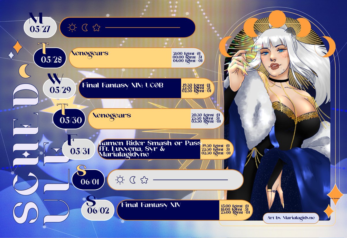 Reizna_'s tweet photo. ✨Schedule 05/27-06/02✨

Twitch:  https://t.co/gBv4UPB8VL
YT  https://t.co/MdcYidakBp
Tumblr https://t.co/xyOJVrleis
General  #CirceCastor
LIVE  #CirceTime
Art Tag #Circefolio
Memes #CirceCircus
🎨@marialagidyne https://t.co/wo4Xr2hkBb