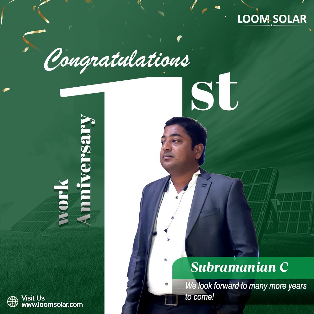 Cheers to years of hard work, perseverance, and achievement! Happy 1st work anniversary. . . #loomsolar #employee #solar #loomsolar #अपना_घर_अपनी_बिजली #workanniversary #LoomSolarTeam #gratitude