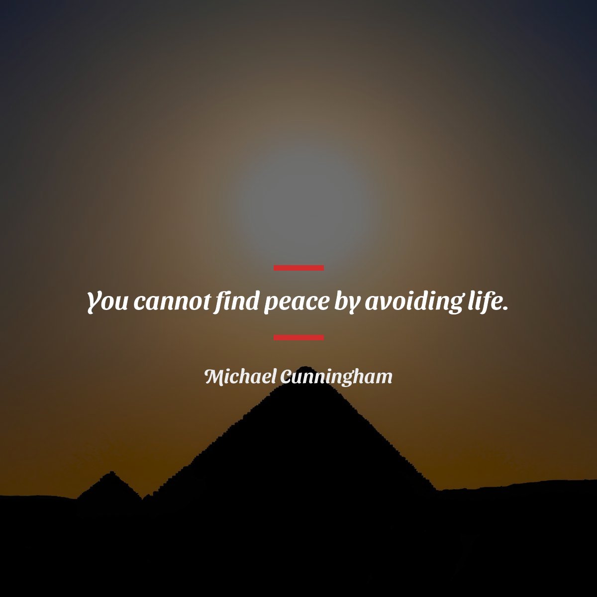 'You cannot find peace by avoiding life.' - Michael Cunningham / The Hours

#quotes #quote #dailyquotes #quoteoftheday #positivequotes #wisdomquotes #michaelcunningham #thehours
