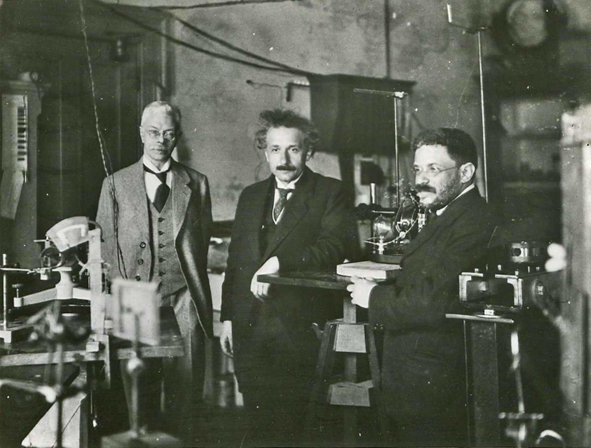 Have you heard of the 'Zeeman effect'? Pieter Zeeman was awarded the 1902 Nobel Prize in Physics for his research into the influence of magnetism upon radiation phenomena. Photo: Albert Einstein and Paul Ehrenfest visiting Zeeman at his laboratory in Amsterdam, 1920s.