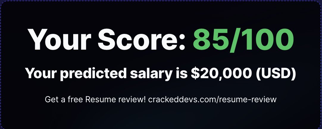 just checked my resume score at @crackeddevs it's quite good man 
if anyone's hiring or have opportunities (full stack, frontend, backend) i'm here guyzz :))
