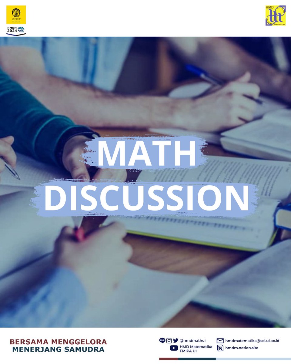 HMDMathUI's tweet image. [MATH DISCUSSION]
 
Halo, warga Departemen Matematika!

Apakah kalian sudah siap menghadapi UAS? Jangan khawatir! Math Discussion kembali hadir untuk membahas soal-soal yang ingin kalian tanyakan! Yuk, baca ketentuan dan tata cara request pada postingan di atas!
