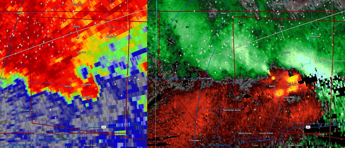 Tornado now to the east of Salina, OK center of circulation south of Hoot Owl #OKWX #tornado