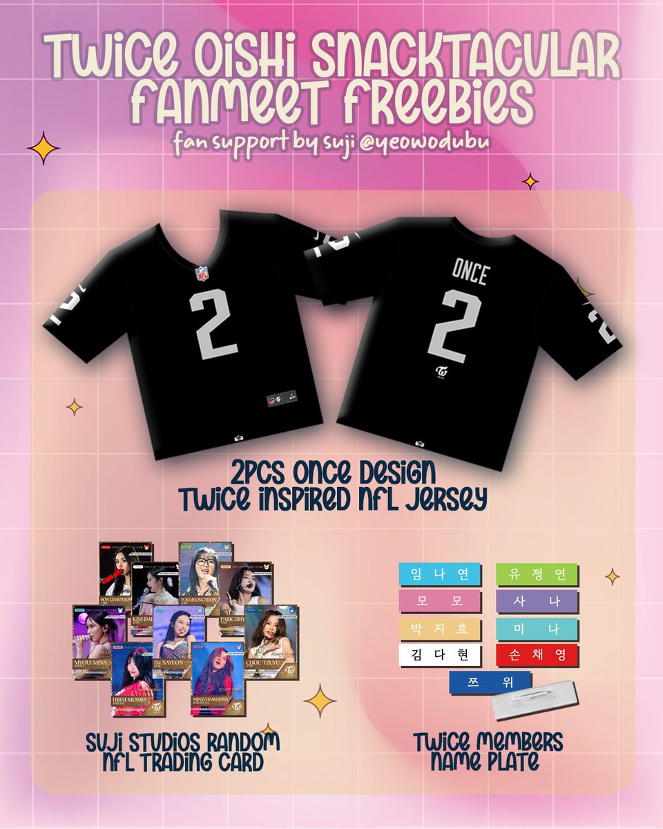 yeowodubu's tweet image. TWICE OISHI SNACKTACULAR FANMEET FREEBIES
Fan support by @yeowodubu

｡*: guidelines in this thread
｡*: bookmark for updates
｡*: please help rt and like tyy 🤍

see you, Onces!
Location: TBA
Time: TBA
#OISHIxTWICESnacktacularFanMeet
