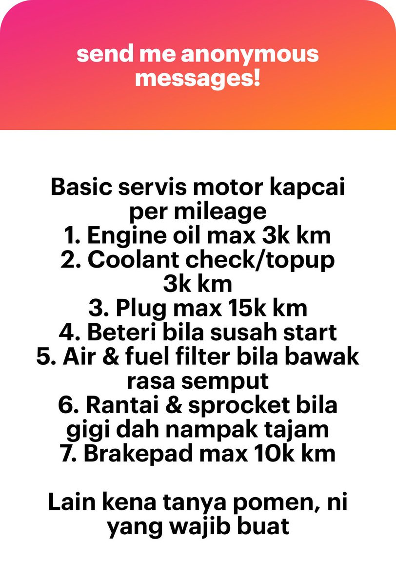 meinmokhtar's tweet photo. Tips service moto. https://t.co/YWLbs3KywY