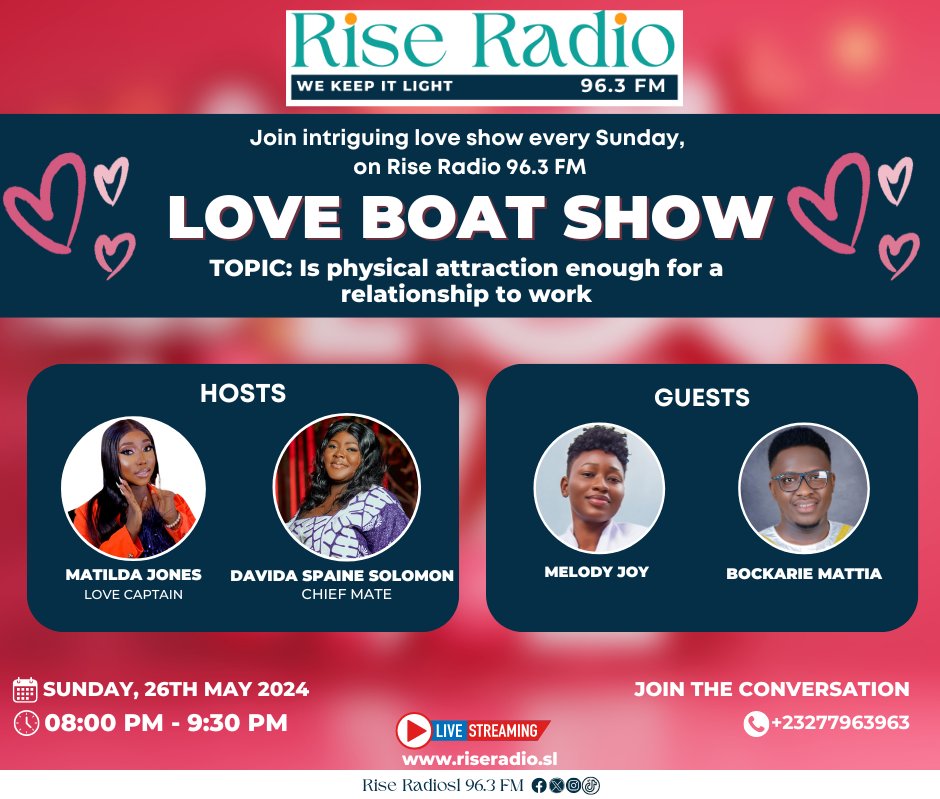 It's another exciting edition of your favorite love show! Today, we dive into the intriguing question, 'Is physical attraction enough for a #relationship to work?' Join us for back-to-back love tips and engaging discussions. @asmaakjames @MariamaJBah9 #TheLoveBoatShow