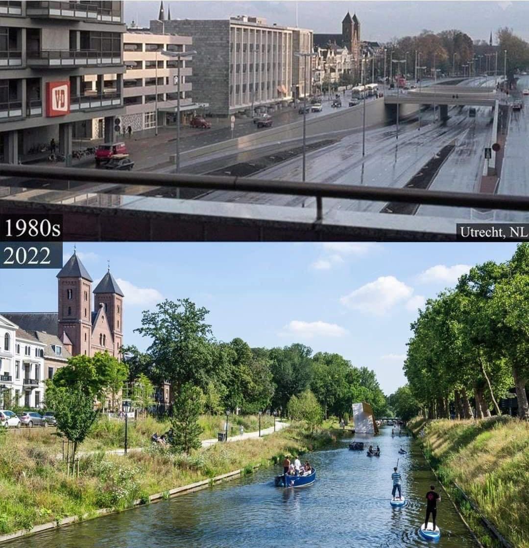 🌳 Utrecht nasıl başardı? 📌 Utrecht'in tarihi kent merkezini çevreleyen kanalın bir kısmı 70'li yıllarda betonla doldurularak şehir içi karayolu olarak yeniden düzenlendi. 📌 Projeyi düzenleyenler şehir merkezini çevreleyen kanalın asfalt ile doldurulması halinde hem şehir