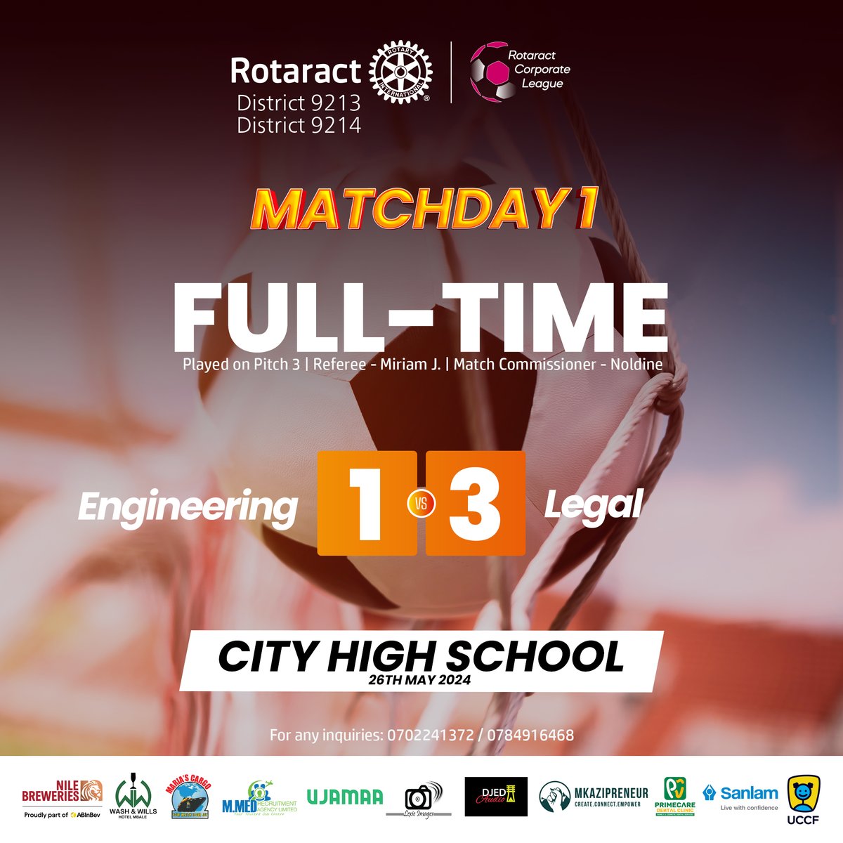 RotaractLeague's tweet photo. The legal team gets a win over the Engineers 🧑‍⚖️

Full time! Engineering 1-3 Legal

#RCLI | #RotaractUgLeague | #StrongerTogether https://t.co/A6CooNukOB