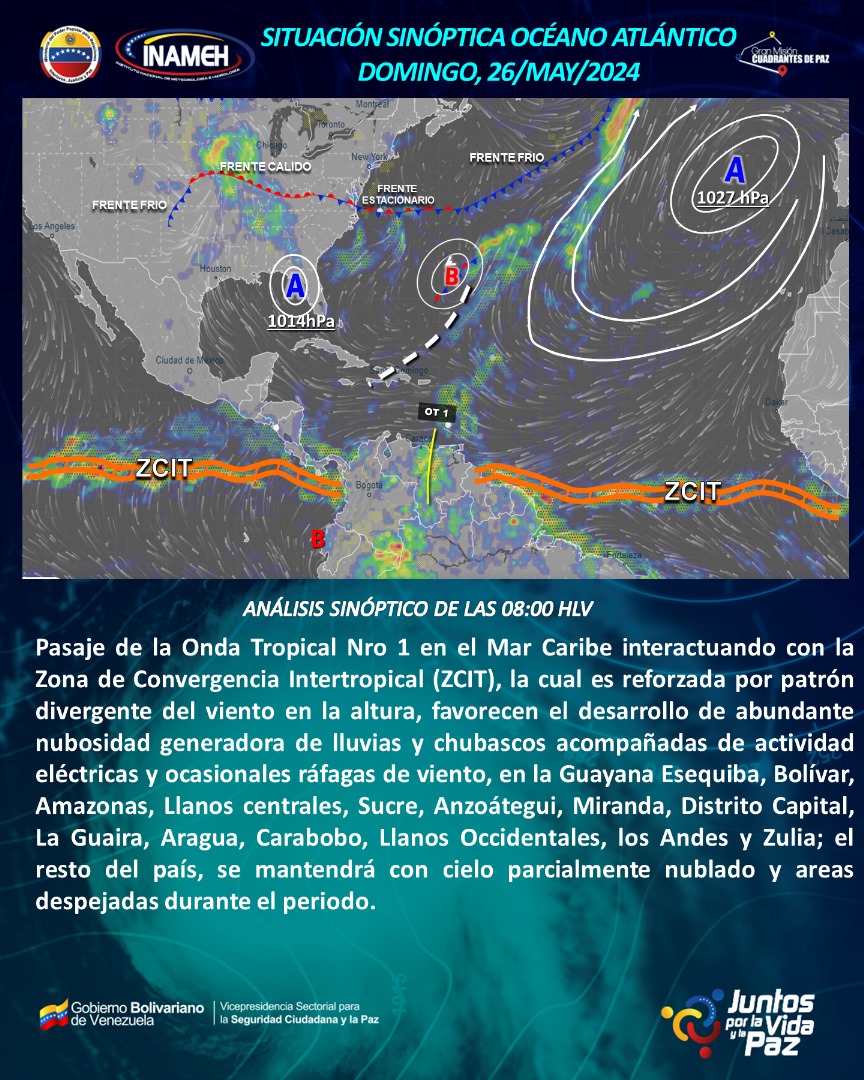 #26May #INAMEHInforma Situación Sinóptica – Océano Atlántico #NicoLike
