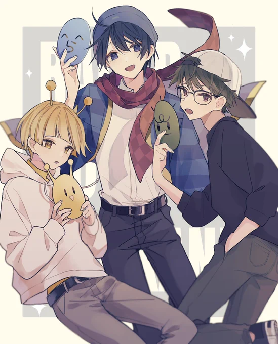 推しのイラストが少ないのはつらい私の絵でよければどうぞこの3人と言えばシノビオニコラボの鬼決めのとこ大好きです 
