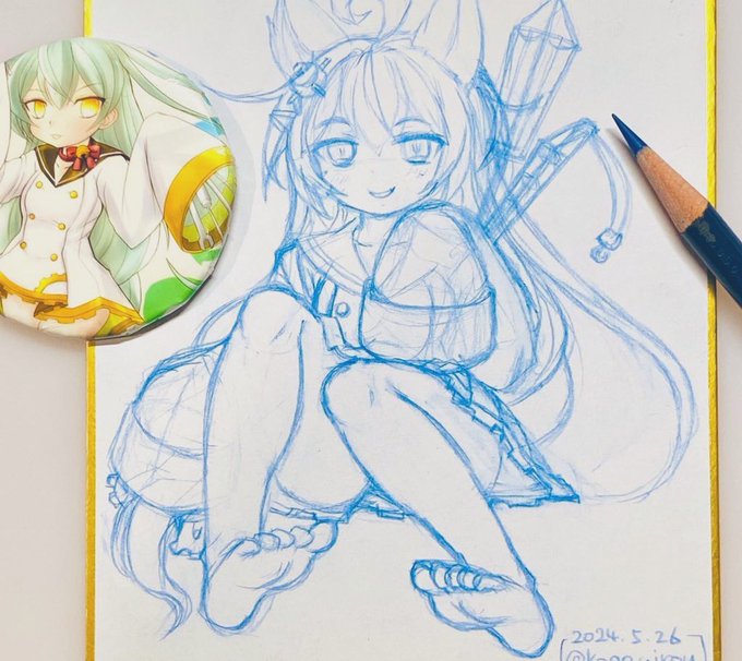 明石にゃん ミニ色紙下描き
三菱の消せる青鉛筆イイよね… #kurkgk #アズールレーン 