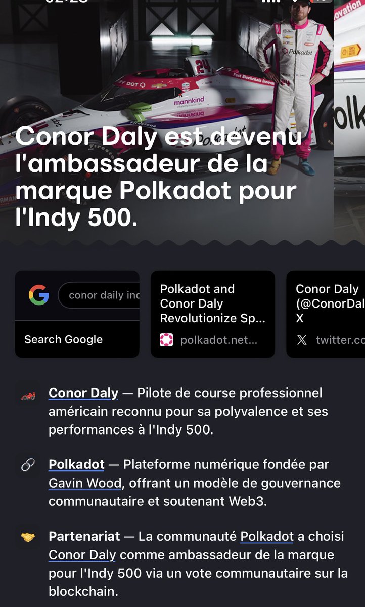 Cyphertux's tweet photo. 🔥Ne manquez pas l’événement du jour ! 🚨

Ce jour à 18h38 🇫🇷, suivez les 500 Miles d’Indianapolis en direct sur Canal+Sport et en streaming sur myCanal.

Soutien pour Conor Daly, nouvel ambassadeur de Polkadot ! 🚗💨

#Indy500 #IndyCar #Polkadot #Web3 https://t.co/B3PLxH5Vin