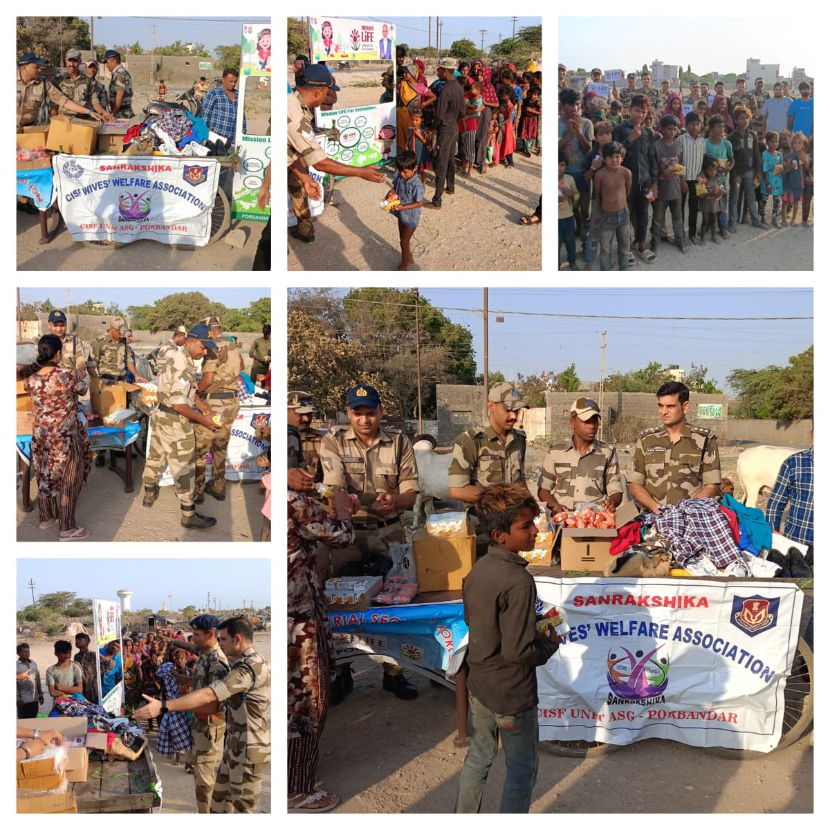Giving is the greatest act of grace! #CISF personnel of ASG Porbandar distributed clothes and eatables among the needy people of nearby area under the aegis of “Sanrakshika'. #PROTECTIONandSECURITY with #HUMANITY. @HMOIndia