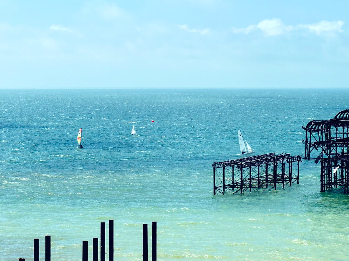 A breezy start to the day, and a nice sail around the West Pier on a #BankHolidayWeekend #Brighton